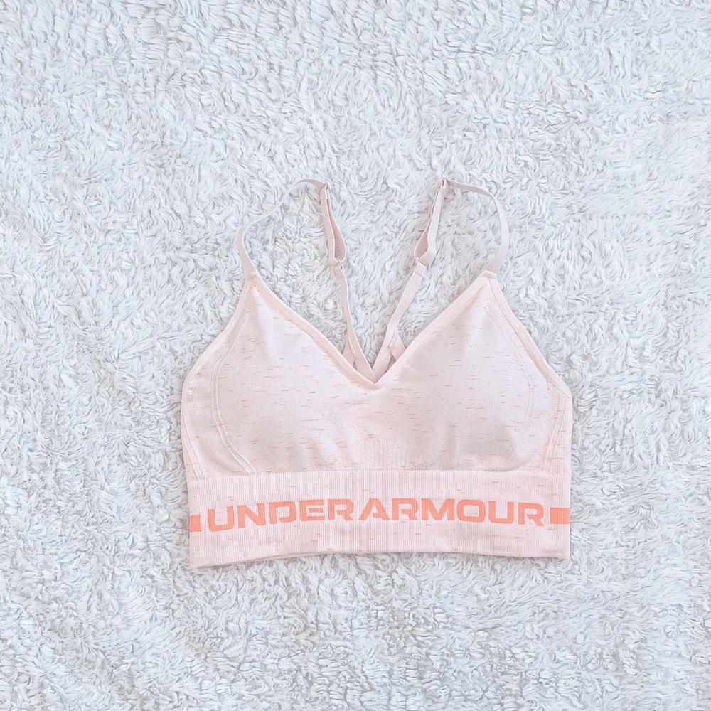 NWOT Under Armour light pink and coral sports bra size small
